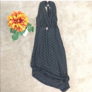 🎉 Free People Sexy Backless Gray Striped Dress